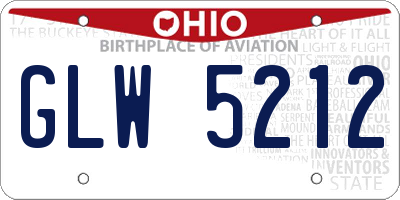 OH license plate GLW5212