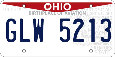 OH license plate GLW5213