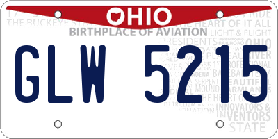 OH license plate GLW5215