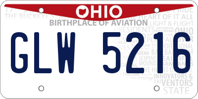 OH license plate GLW5216