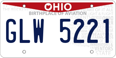 OH license plate GLW5221
