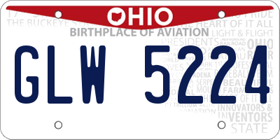 OH license plate GLW5224