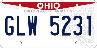 OH license plate GLW5231