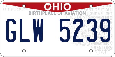 OH license plate GLW5239