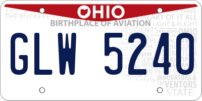 OH license plate GLW5240