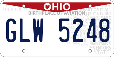 OH license plate GLW5248