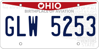 OH license plate GLW5253