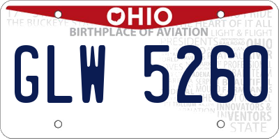 OH license plate GLW5260