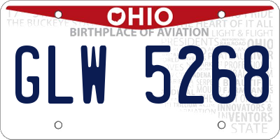 OH license plate GLW5268