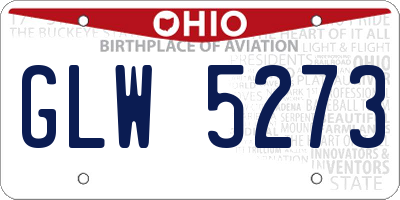 OH license plate GLW5273
