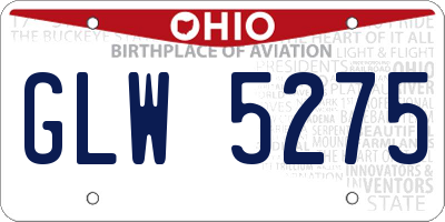 OH license plate GLW5275