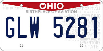 OH license plate GLW5281