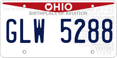 OH license plate GLW5288