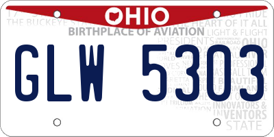 OH license plate GLW5303