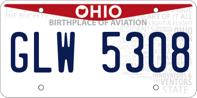 OH license plate GLW5308