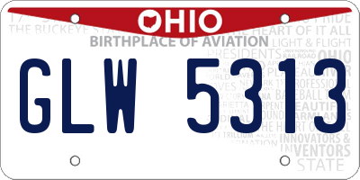 OH license plate GLW5313