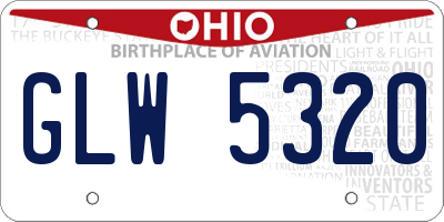 OH license plate GLW5320
