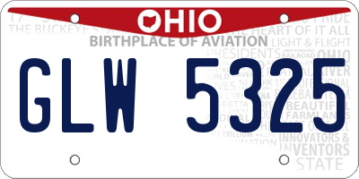OH license plate GLW5325