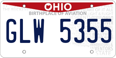 OH license plate GLW5355