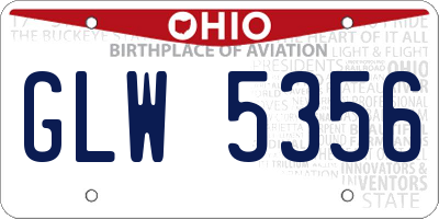 OH license plate GLW5356