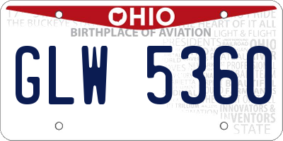 OH license plate GLW5360