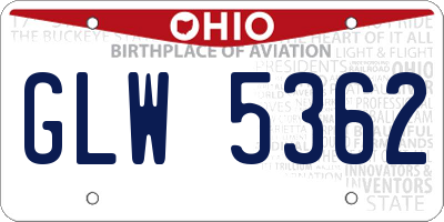 OH license plate GLW5362