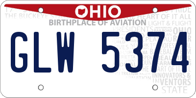 OH license plate GLW5374
