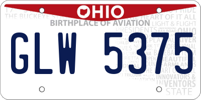 OH license plate GLW5375