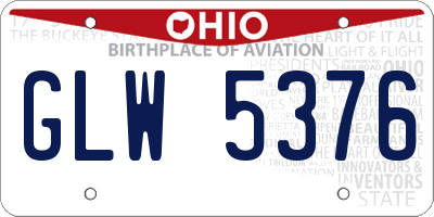 OH license plate GLW5376