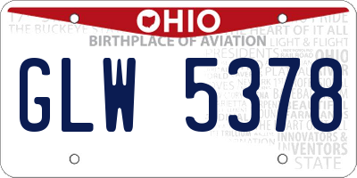 OH license plate GLW5378
