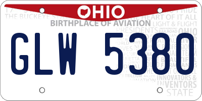 OH license plate GLW5380
