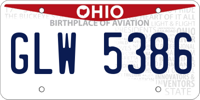 OH license plate GLW5386