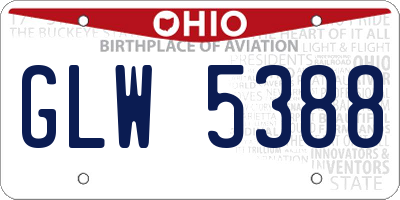 OH license plate GLW5388