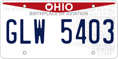 OH license plate GLW5403