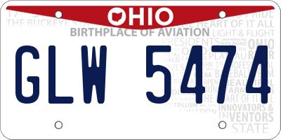 OH license plate GLW5474