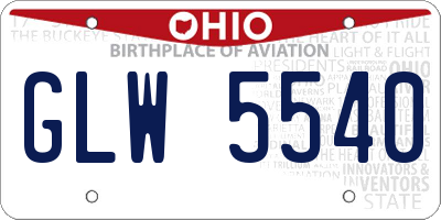 OH license plate GLW5540