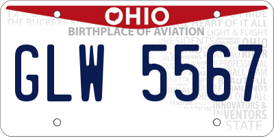 OH license plate GLW5567
