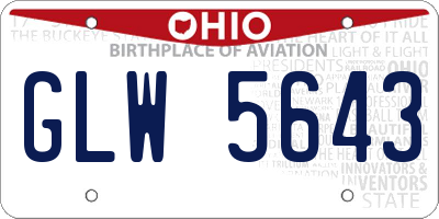 OH license plate GLW5643