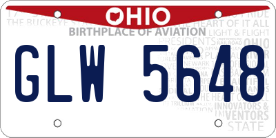 OH license plate GLW5648