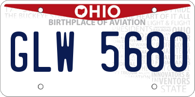 OH license plate GLW5680