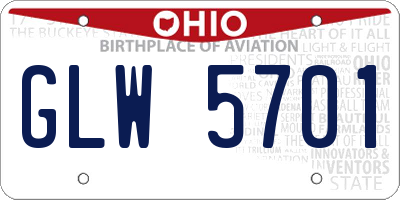 OH license plate GLW5701