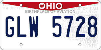 OH license plate GLW5728