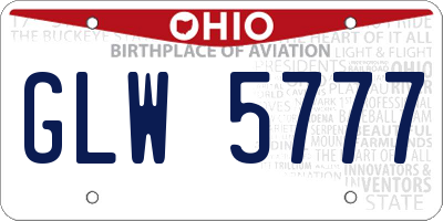 OH license plate GLW5777