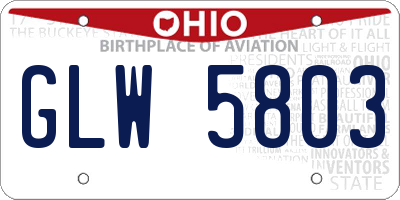 OH license plate GLW5803