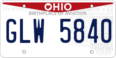OH license plate GLW5840