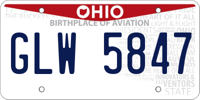 OH license plate GLW5847