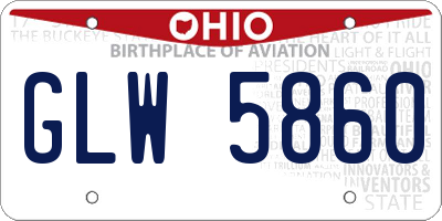 OH license plate GLW5860
