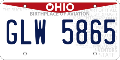 OH license plate GLW5865