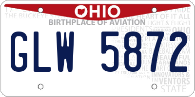 OH license plate GLW5872