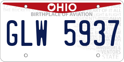 OH license plate GLW5937
